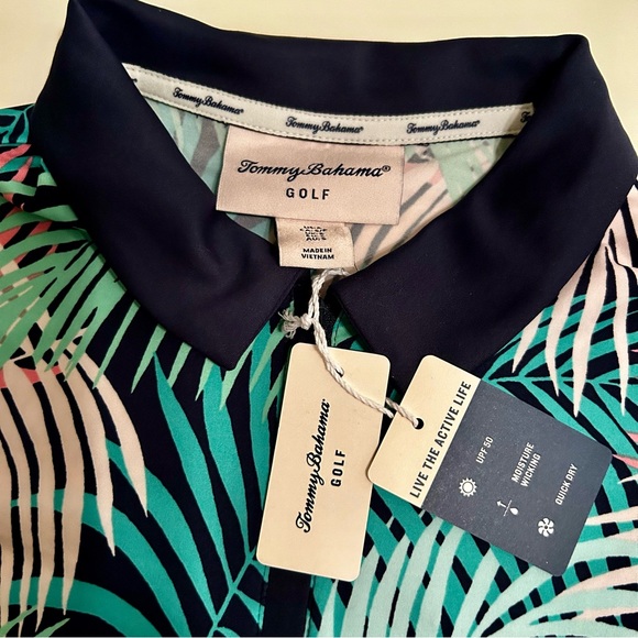 NWT Tommy Bahama Golf Shirt Long Sleeves UPF 50 Moisture Wicking Small Ferns - Picture 6 of 7